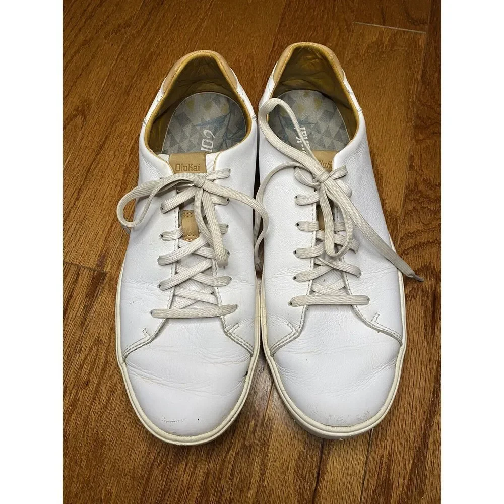 OluKai White and Brown Lace Up Shoes‎ Size US Men’s 9